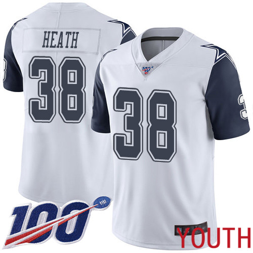 Youth Dallas Cowboys Limited White Jeff Heath #38 100th Season Rush Vapor Untouchable NFL Jersey